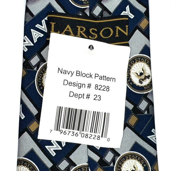 NWT United States Navy Block Pattern Silk Tie - Picture 3 of 6